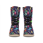 Colorful Easter Eggs Pattern Print Winter Boots