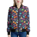 Colorful Easter Eggs Pattern Print Women's Bomber Jacket