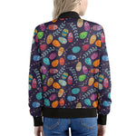 Colorful Easter Eggs Pattern Print Women's Bomber Jacket
