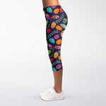 Colorful Easter Eggs Pattern Print Women's Capri Leggings