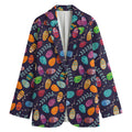 Colorful Easter Eggs Pattern Print Women's Cotton Blazer