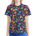 Colorful Easter Eggs Pattern Print Women's Polo Shirt