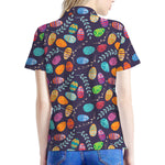 Colorful Easter Eggs Pattern Print Women's Polo Shirt