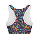 Colorful Easter Eggs Pattern Print Women's Sports Bra