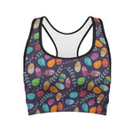 Colorful Easter Eggs Pattern Print Women's Sports Bra