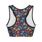 Colorful Easter Eggs Pattern Print Women's Sports Bra