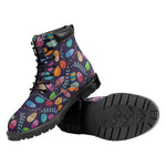 Colorful Easter Eggs Pattern Print Work Boots