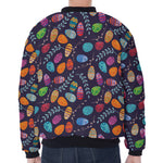 Colorful Easter Eggs Pattern Print Zip Sleeve Bomber Jacket