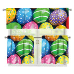 Colorful Easter Eggs Print 3 Piece Kitchen Curtains