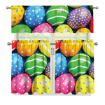 Colorful Easter Eggs Print 3 Piece Kitchen Curtains