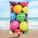 Colorful Easter Eggs Print Beach Towel