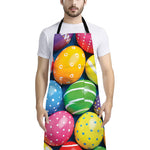 Colorful Easter Eggs Print Bib Apron With Pocket