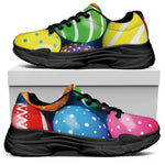 Colorful Easter Eggs Print Black Chunky Shoes