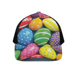 Colorful Easter Eggs Print Black Mesh Trucker Cap
