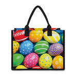 Colorful Easter Eggs Print Canvas Tote Bag