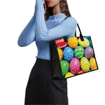 Colorful Easter Eggs Print Canvas Tote Bag