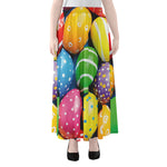Colorful Easter Eggs Print Chiffon Maxi Skirt