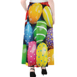 Colorful Easter Eggs Print Chiffon Maxi Skirt