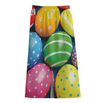 Colorful Easter Eggs Print Cotton Front Slit Maxi Skirt