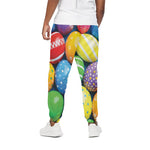 Colorful Easter Eggs Print Cotton Pants