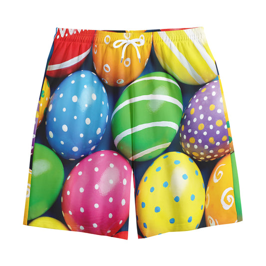 Colorful Easter Eggs Print Cotton Shorts