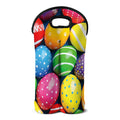 Colorful Easter Eggs Print Double Neoprene Wine Tote