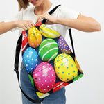 Colorful Easter Eggs Print Drawstring Backpack