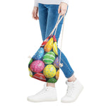 Colorful Easter Eggs Print Drawstring Bag