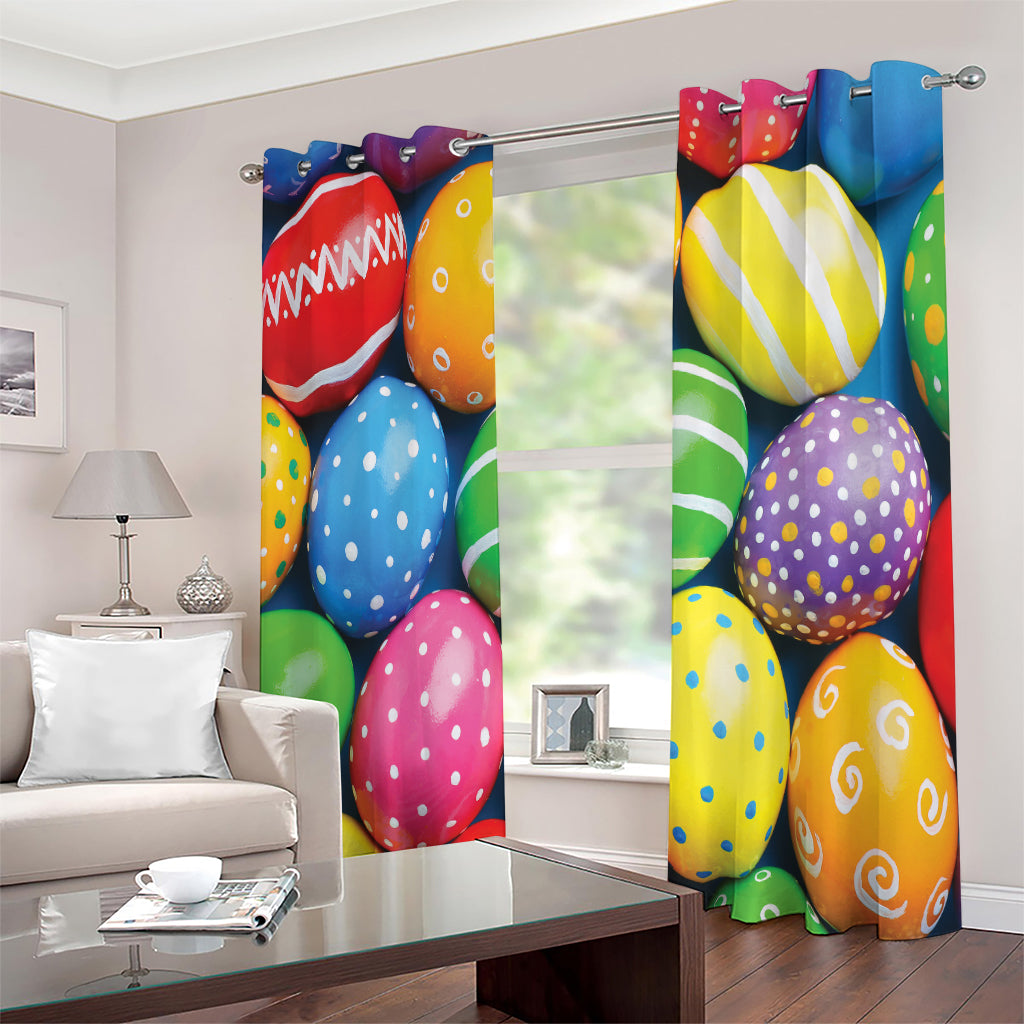 Colorful Easter Eggs Print Extra Wide Grommet Curtains