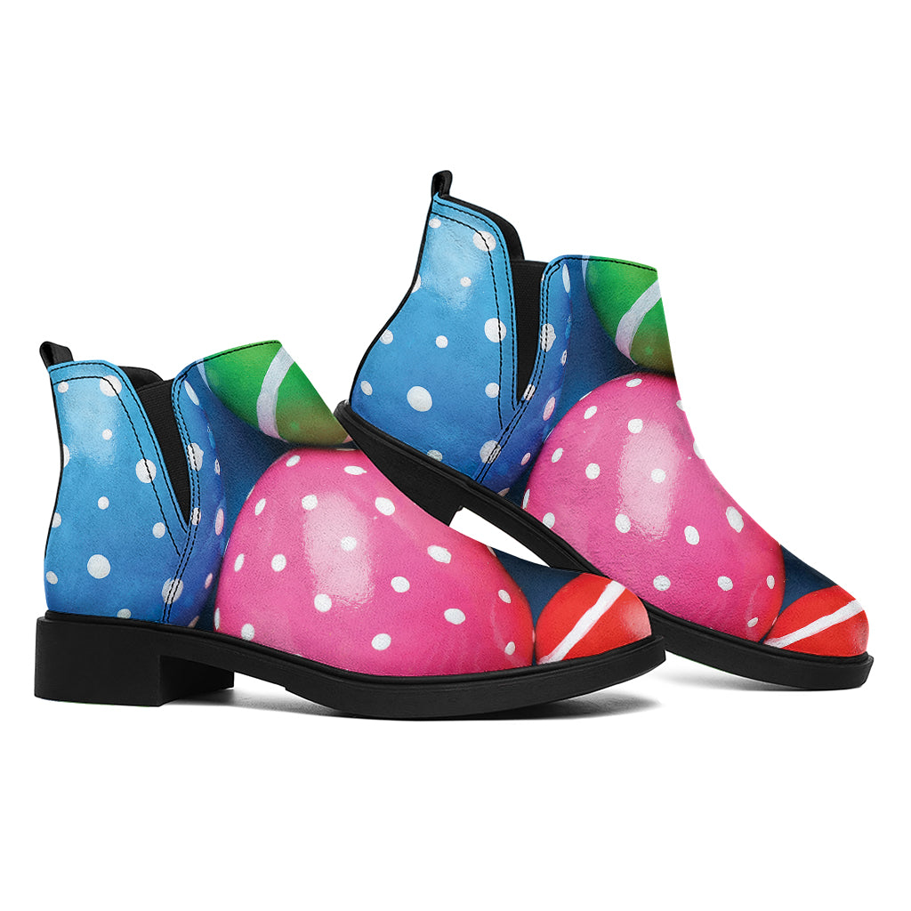 Colorful Easter Eggs Print Flat Ankle Boots