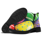 Colorful Easter Eggs Print Flat Ankle Boots