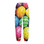 Colorful Easter Eggs Print Fleece Lined Knit Pants
