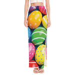 Colorful Easter Eggs Print High Slit Maxi Skirt