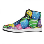 Colorful Easter Eggs Print High Top Leather Sneakers
