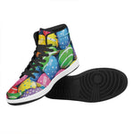 Colorful Easter Eggs Print High Top Leather Sneakers