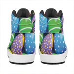Colorful Easter Eggs Print High Top Leather Sneakers