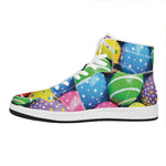 Colorful Easter Eggs Print High Top Leather Sneakers