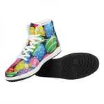 Colorful Easter Eggs Print High Top Leather Sneakers