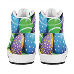 Colorful Easter Eggs Print High Top Leather Sneakers