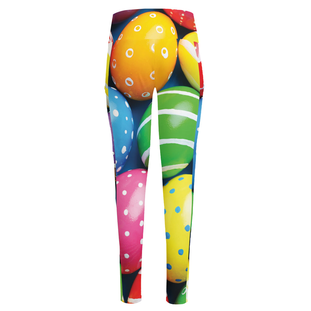 Colorful Easter Eggs Print High-Waisted Pocket Leggings