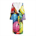 Colorful Easter Eggs Print Hooded Bathrobe
