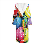 Colorful Easter Eggs Print Hooded Bathrobe