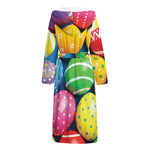 Colorful Easter Eggs Print Hooded Bathrobe
