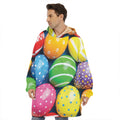 Colorful Easter Eggs Print Hoodie Blanket
