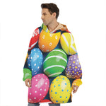 Colorful Easter Eggs Print Hoodie Blanket
