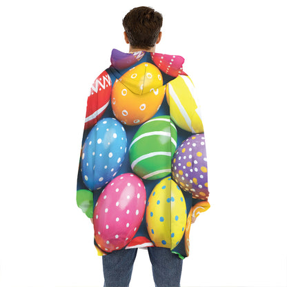 Colorful Easter Eggs Print Hoodie Blanket