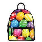 Colorful Easter Eggs Print Leather Backpack