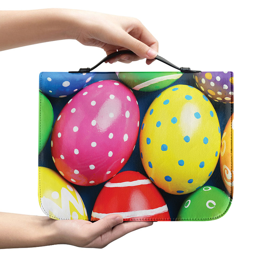 Colorful Easter Eggs Print Leather Bible Cover
