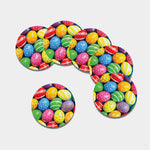 Colorful Easter Eggs Print Leather Coaster Set