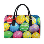 Colorful Easter Eggs Print Leather Duffle Bag